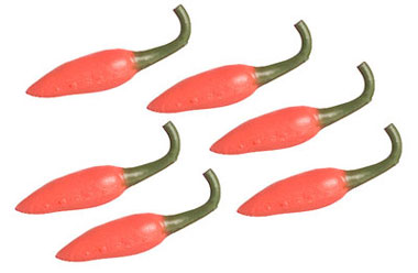Dollhouse Miniature Red Chilies, 6Pc